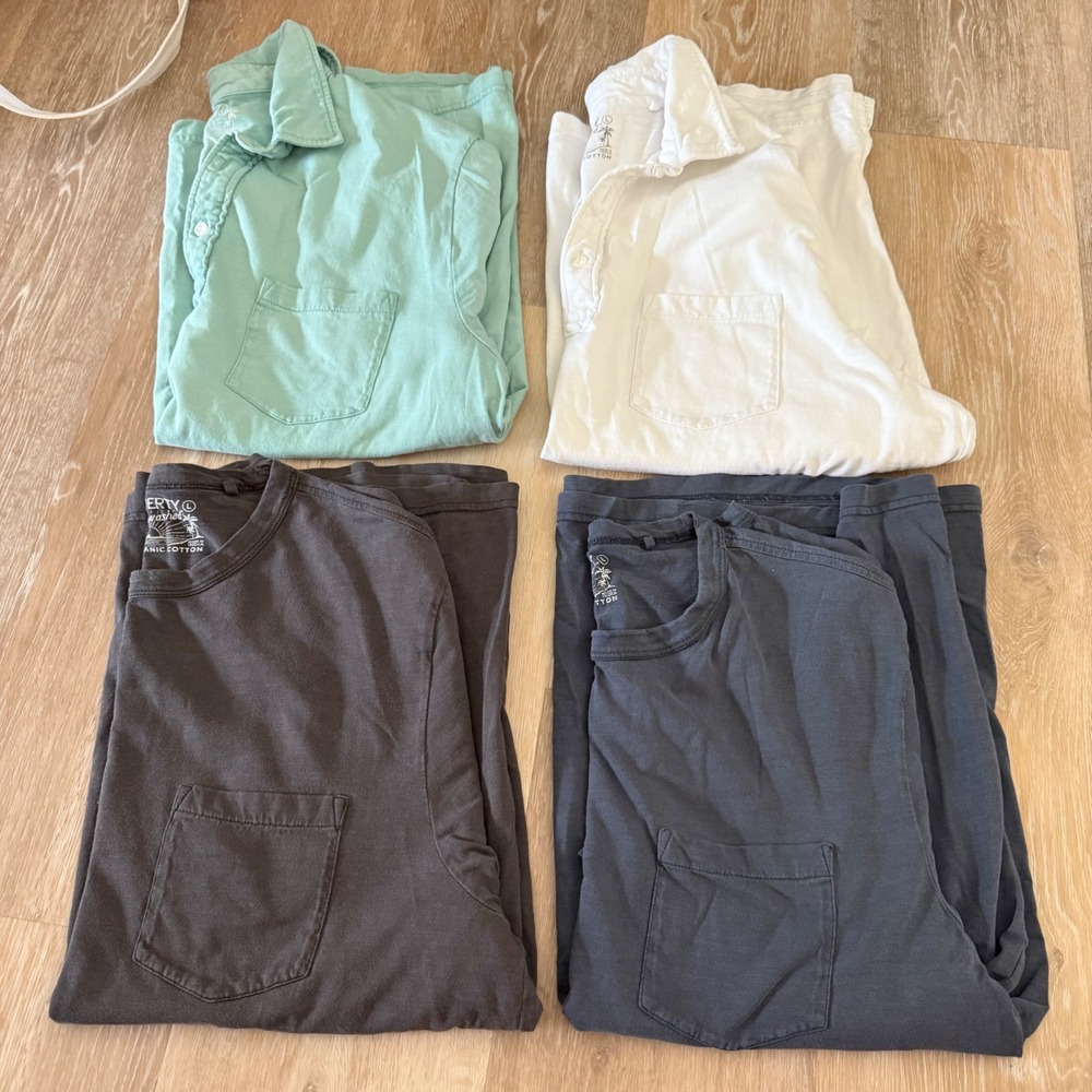 Lot 4 Faherty Men's Shirts Pocket T shirt Collar Polo Top Sunwashed Tee L‎ z0